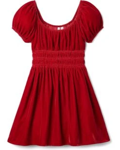 Janie And Jack Velvet Puff Sleeve Dress (Big Kids)