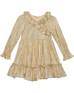 Janie And Jack Gold Plisse Dress (Toddler/Little Kids/Big Kids)