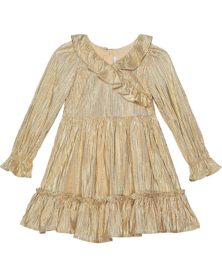 Janie And Jack Gold Plisse Dress (Toddler/Little Kids/Big Kids)