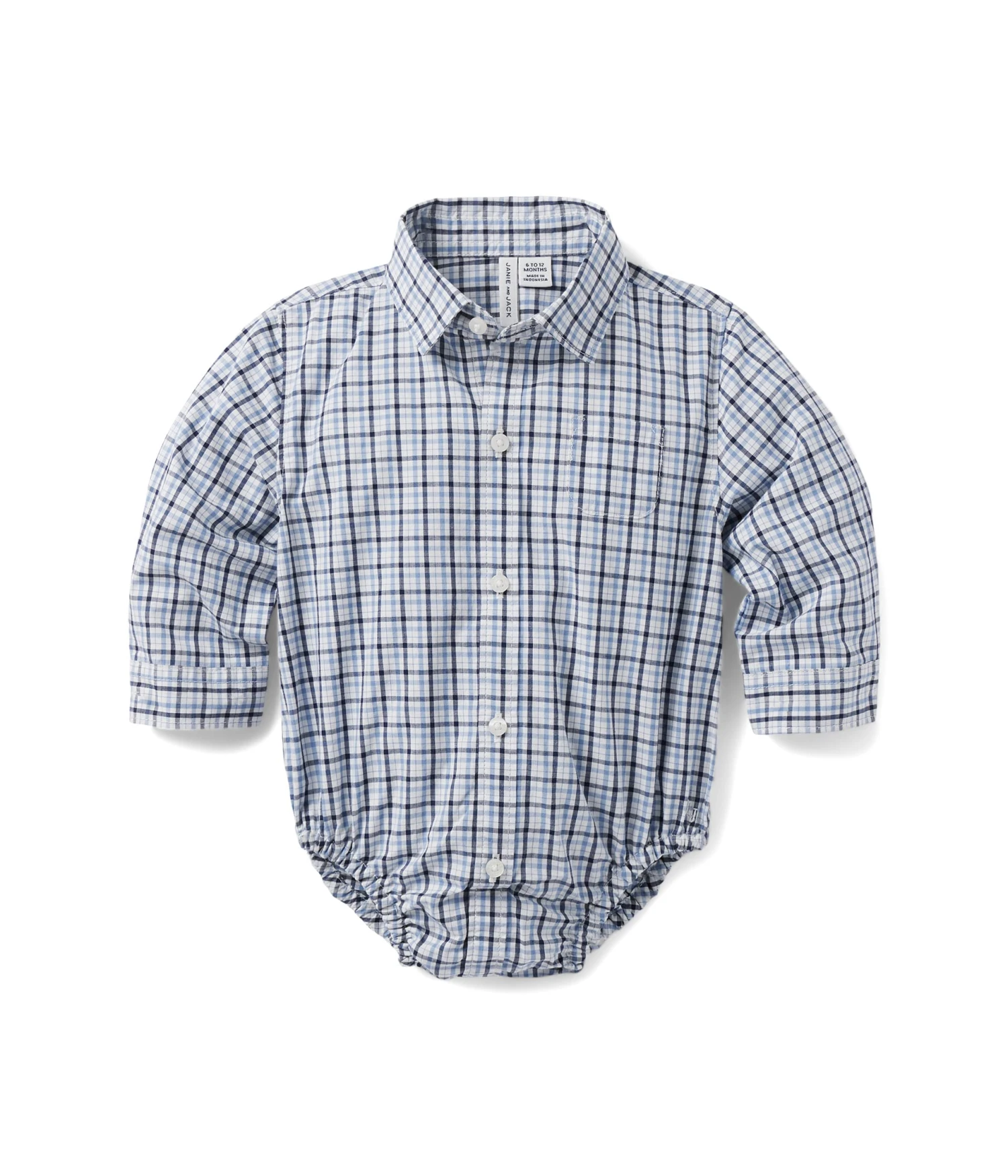 Janie And Jack Plaid Button-Down Bodysuit (Infant)