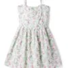 Janie And Jack Mint Floral Dress (Big Kids)