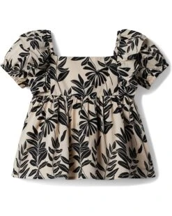 Janie And Jack Palm Floral Puff Sleeve Top (Toddler/Little Kids/Big Kids)