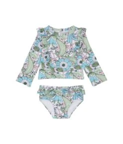 Janie And Jack Floral Two-Piece Rashguard Swimsuit (Infant)