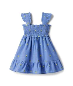 Janie And Jack Printed Chambray Dress (Toddler/Little Kids/Big Kids)