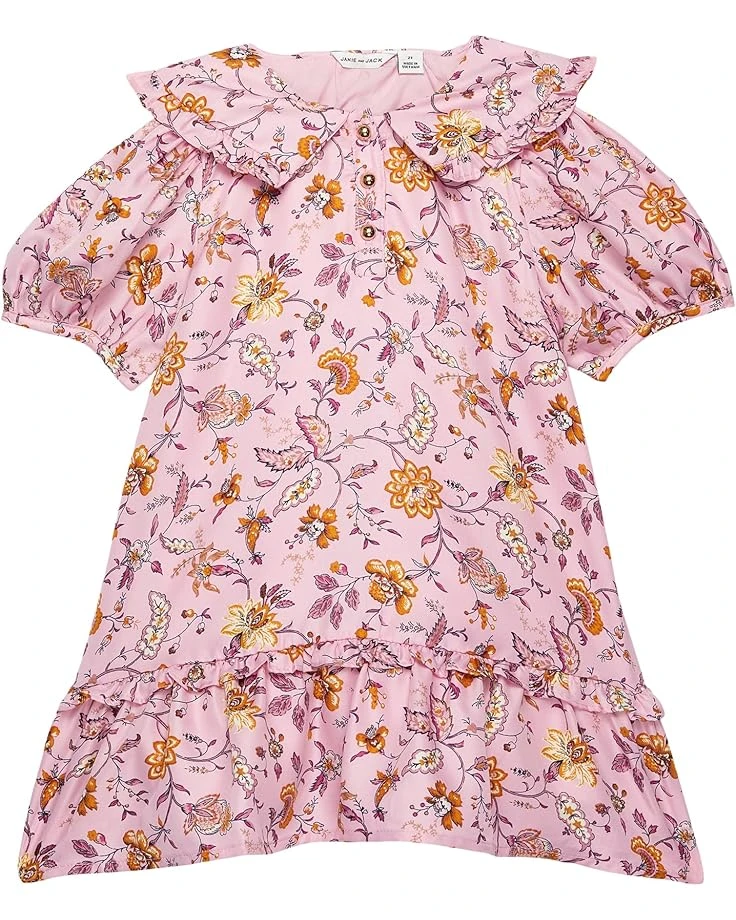 Janie And Jack Floral Collar Dress (Toddler/Little Kids/Big Kids)