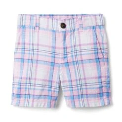 Janie And Jack Plaid Linen Shorts (Toddler/Little Kids/Big Kids)