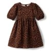 Janie And Jack Puff Sleeve Animal Print Dress (Toddler/Little Kids/Big Kids)