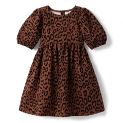 Janie And Jack Puff Sleeve Animal Print Dress (Toddler/Little Kids/Big Kids)