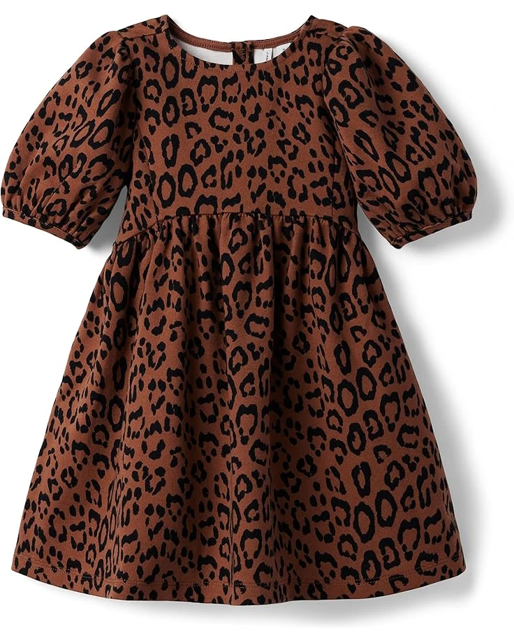 Janie And Jack Puff Sleeve Animal Print Dress (Toddler/Little Kids/Big Kids)