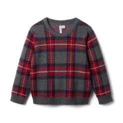 Janie And Jack Plaid Pullover Sweater (Toddler/Little Kids/Big Kids)