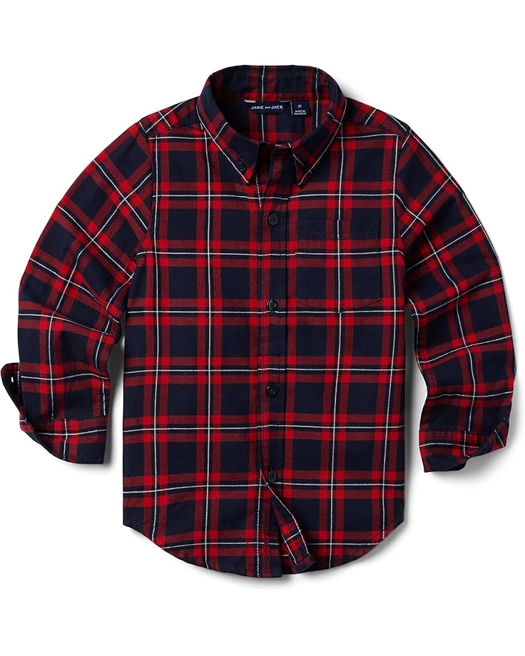 Janie And Jack Plaid Twill Button-Up Shirt (Toddler/Little Kids/Big Kids)