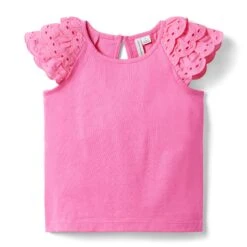Janie And Jack Eyelet Sleeve Top (Toddler/Little Kids/Big Kids)